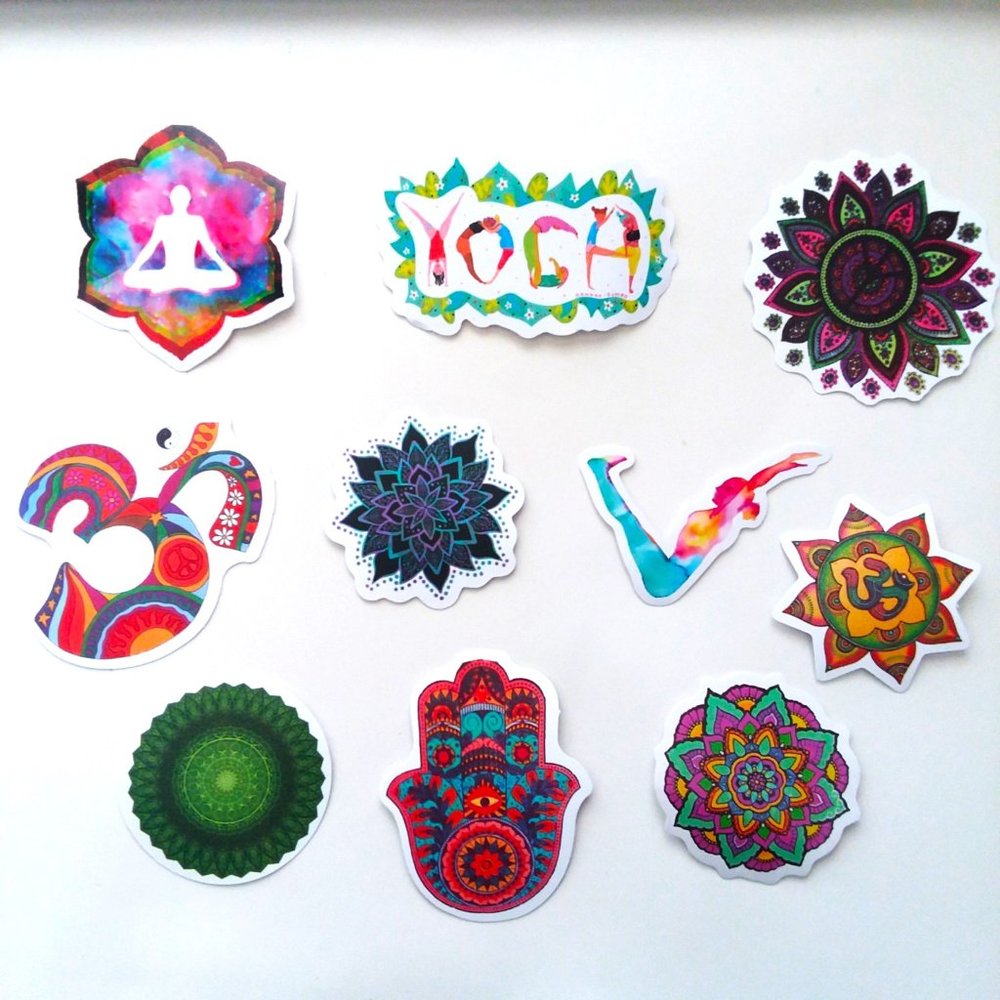 10 Yoga Mandala Stickers Lot Namaste Meditation Chakras Pilates